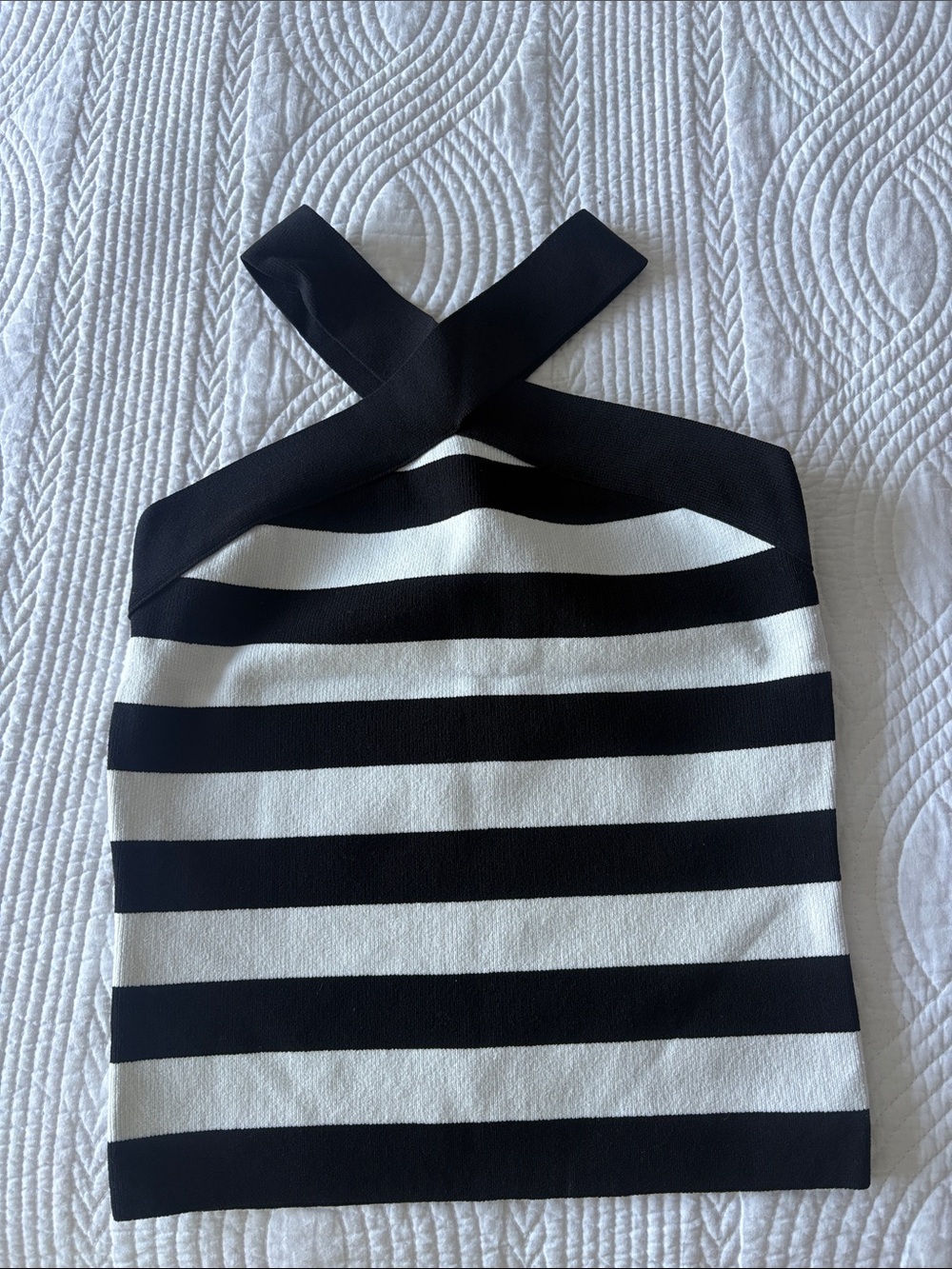 Bailey 44 Black and White Striped Cross-Back Tank Top